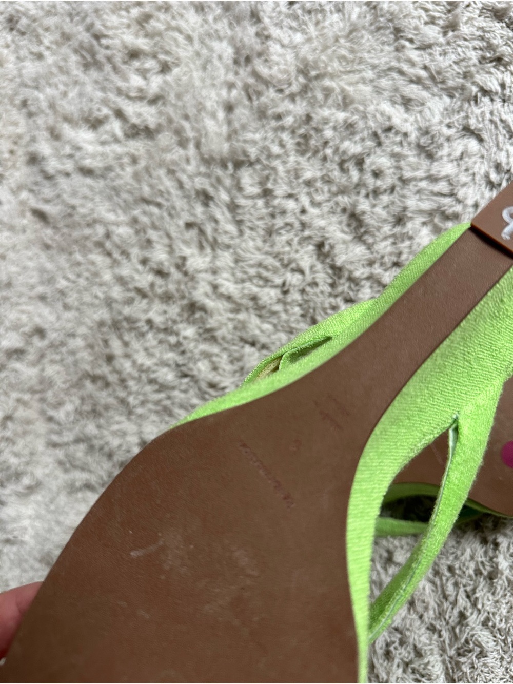 Reformation Lime Green Flip Flop Sandals Amelia Thong Wedge Sandals terry 9 - Picture 3 of 11